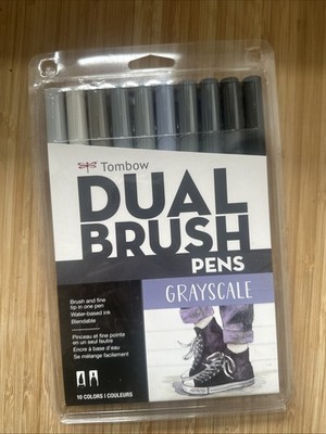 Tombow Dual Brush Pens 10 Colors Grayscale Art Drawing Brush and Fine Tip Set