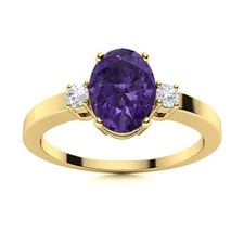 Amethyst Stone Sterling Silver Three-Stone Sister Valentine Gift New Ring