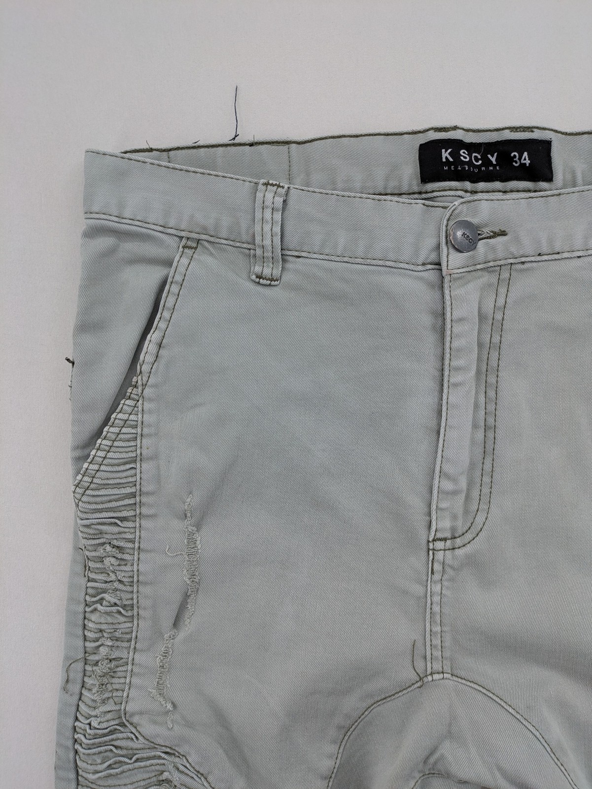 KSCY Herren Moto Biker Jogginghose Größe 34 grau distressed zerrissen Baumwolle image 8