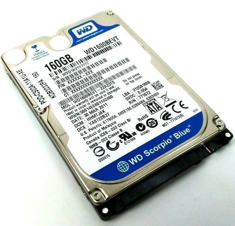 Western Digital WD1600BEVT Scorpio Blue Hard Drive 160GB 2.5" Sata 3Gb/s 7200Rpm - Image 2 of 4