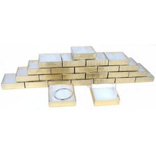 25 Gold Foil Cotton Filled Gift Boxes w/Clear Lids