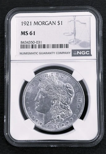 1921   MORGAN  SILVER  DOLLAR Certified MS61