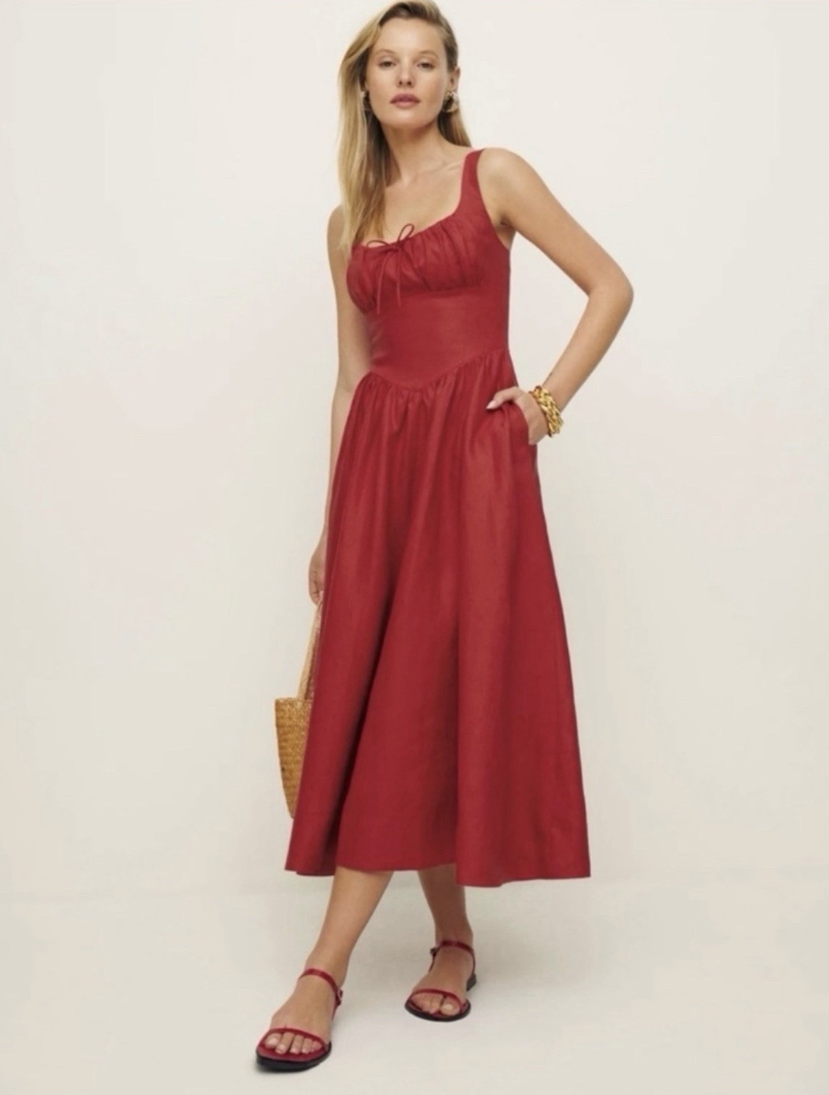 Reformation Balia Dress Sun-Dried Tomato Red Size 8
