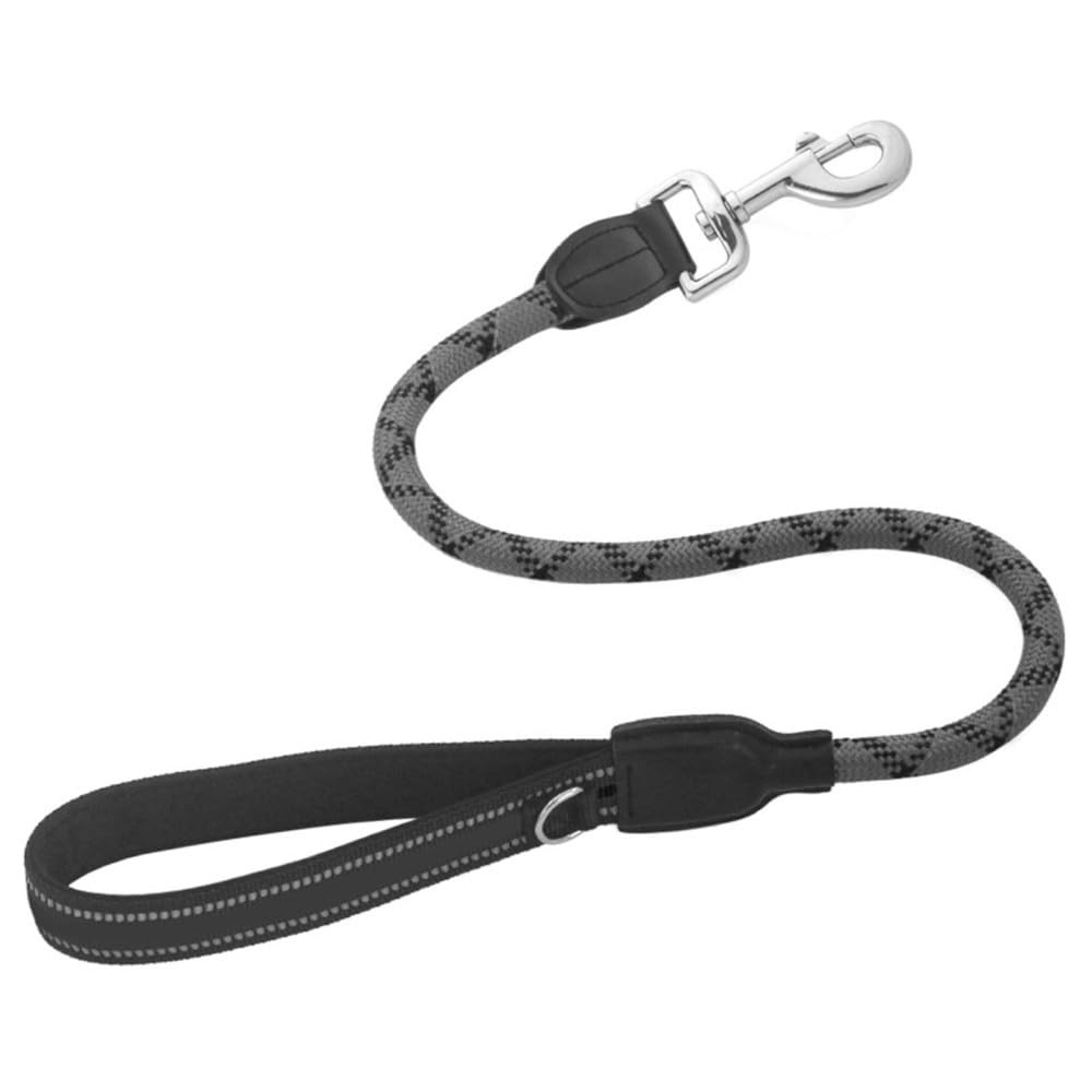 Laisse courte pour chien noir de 50cm avec poignée rembourrée en néoprène