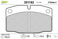 Valeo Bremsbelagsatz, Scheibenbremse 301182 FüR Lotus Opel