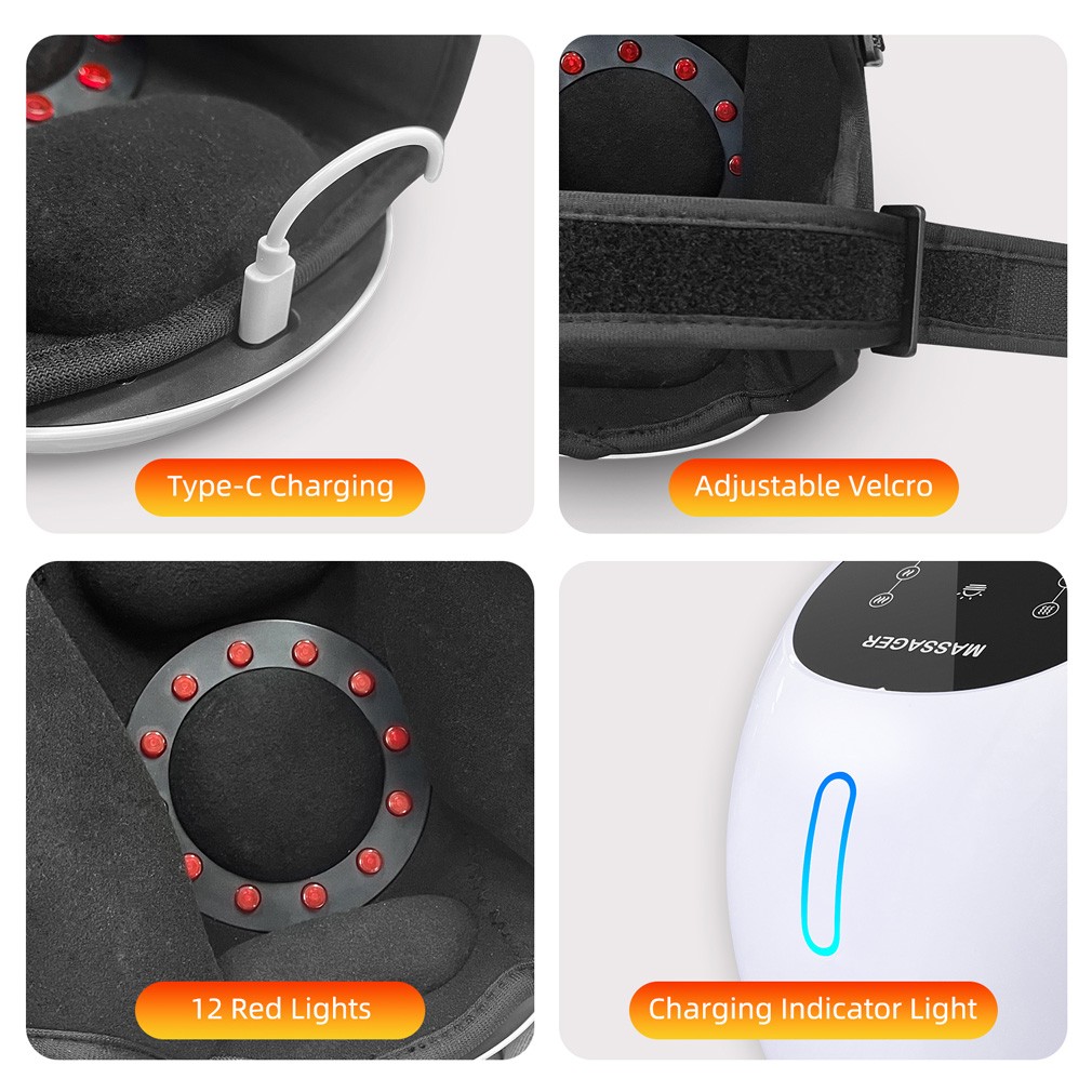 Knee Massager for Arthritis & Stiffness Vibration + 40/45/48°C Heat + Red-Light