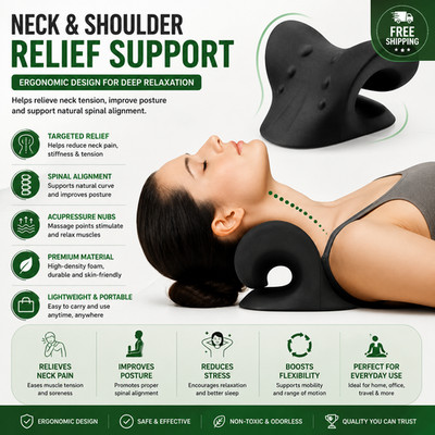 C Shaped Neck Shoulder Relaxer Cervical Traction Pillow Spine Alignment