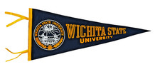 Vintage 1950s Wichita State Wheat Shockers Flocked Felt Pennant Chicago Company