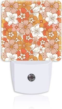 Pink Heart Night Light Plug into Wall with Dusk to Dawn Retro Boho Floral 