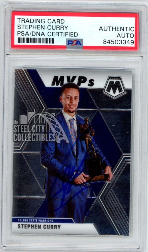 Stephen Curry 2019-20 Panini Mosaic MVP Autograph Card #299 PSA/DNA