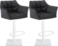 2Er Set Barhocker Damaso Stoff Weiß Dunkelgrau
