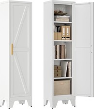 67'' Farmhouse Metal Cabinet - Barn Doors, Adjustable Shelves, Office/Kitchen