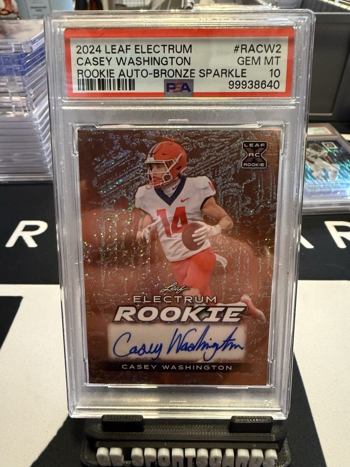 Casey Washington Leaf Electrum Rookie Autographs #RACW2 Bronze Sparkle