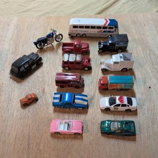 Lot of 14 Assorted Diecast Cars Trucks Bus Cycle Matchbox Hot Wheels Persaud  