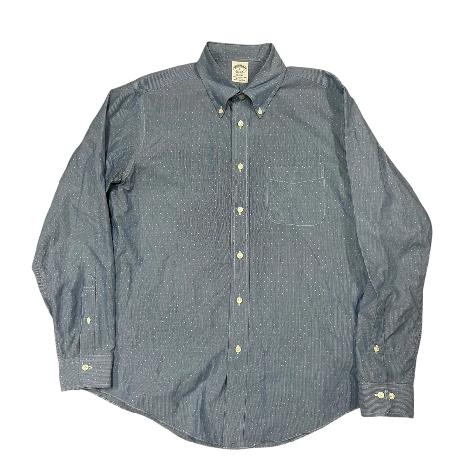 Brooks Brothers Regent Shirt Mens Large Blue Geometric Button Down Long Sleeve - Image 2 of 4