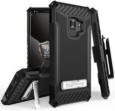 BLACK TRI-SHIELD CASE COVER STAND STRAP BELT CLIP HOLSTER FOR SAMSUNG GALAXY S9