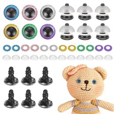 12 Pcs Glitter Safety Eyes, 12mm Plastic 3D Crochet Doll Eyes, 6 Colors