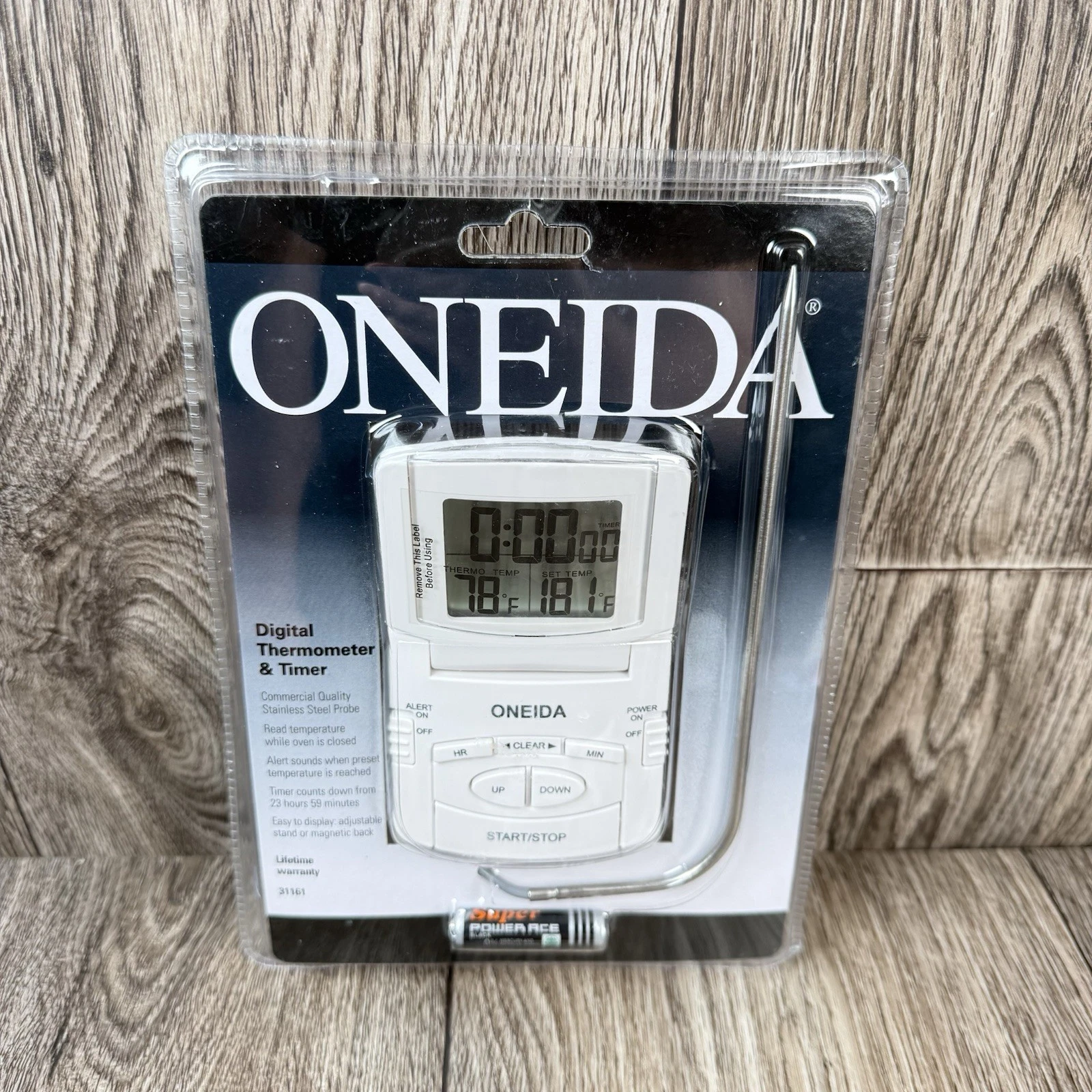 Oneida Digital Probe Oven Thermometer and Timer 31161 White NEW Sealed