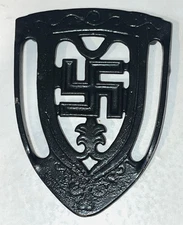 Antique Trivet Good Luck Swastika Cast Iron 2 Side Rails Sad Iron Rest