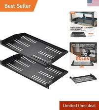 2PCS 1U Server Rack Shelf, Universal Vented Rack Mount Cantilever Tray for 19...