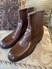 Mason Shoes Men Sz 8.5 EEBrown Leather Boots Zipper Leather  Sole 7” Boot Dressy