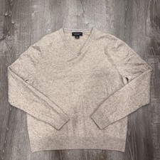 The Men's Store Bloomingdale's Sweater Mens XL Beige 100 Cashmere V Neck Knit