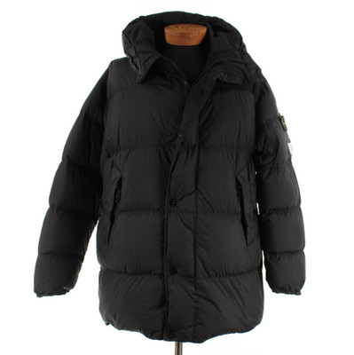 Stone Island NWT Polyamide Hooded Down Puffer Jacket Size XL In Solid Black