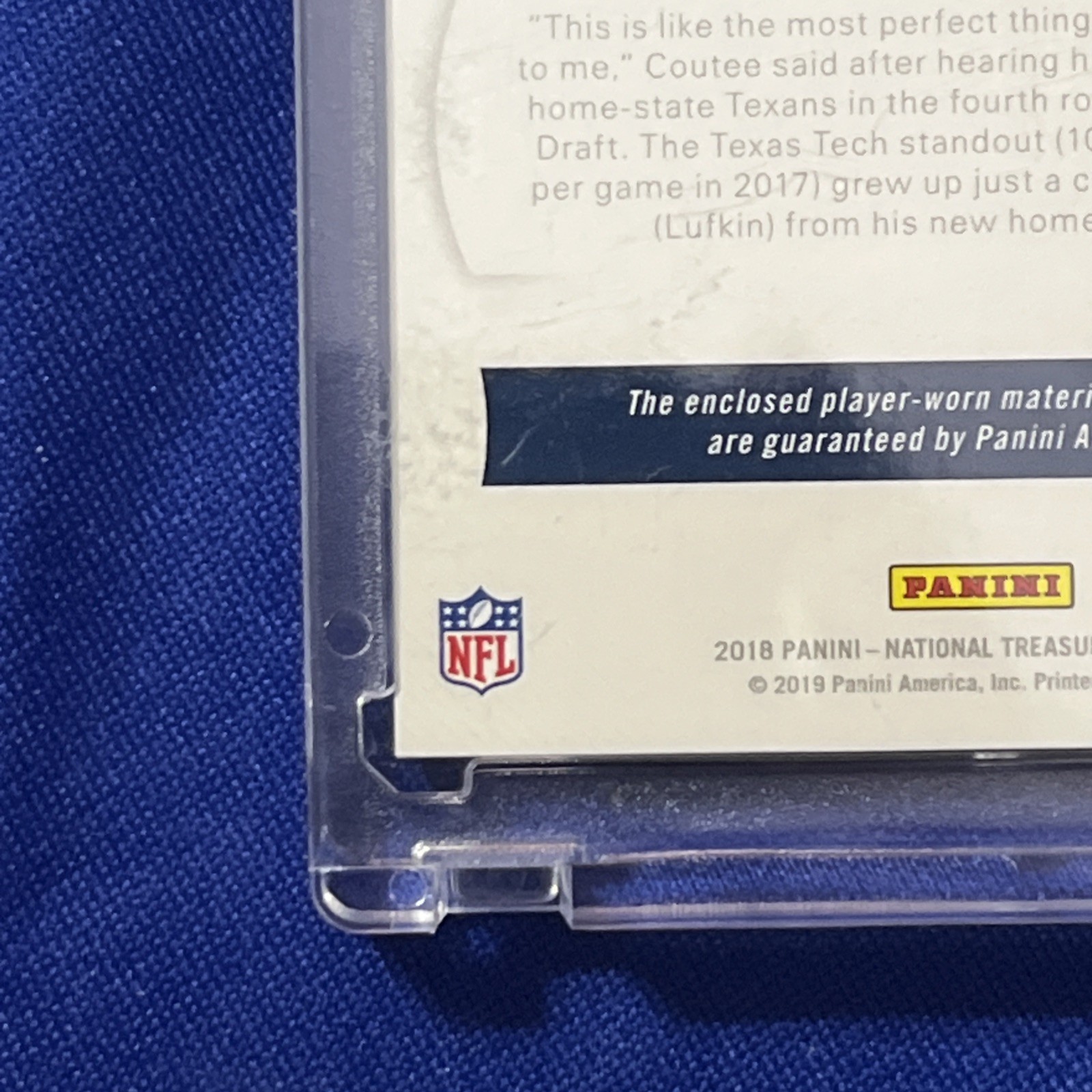 2018 Panini National Treasures - ONE OF ONE 1/1 Keke Coutee #RST-KC LAUNDRY TAG view 12