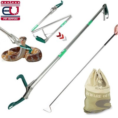 50'' Heavy Duty Reptile Snake Tongs Grabber Catcher Handling Tool +39'' Hook +Bag
