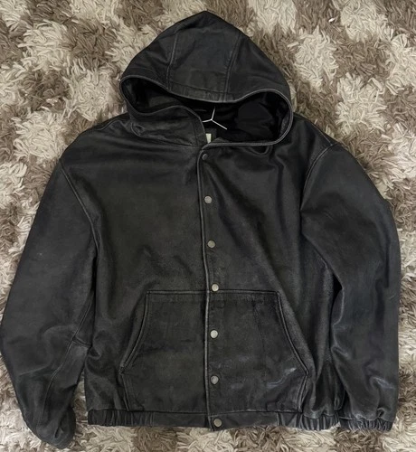 FOUND Co Distressed Genuine Leather Hoodie - Size Small NWT - product listing photo