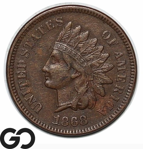 1868 Indian Head Cent Penny, Choice XF++ Better Date