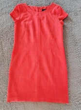 Ellen Tracy Shift Dress Womens Size 2 Orange Coral Cap Sleeve Short Casual