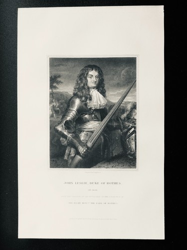 c1833 Original Print Portrait of JOHN LESLIE - DUKE OF ROTHES - Picture 2 of 2