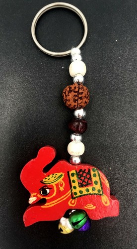 Schlüsselanhänger Elefant Holz bemalt Handarbeit Rajasthan Indien - Bild 2 von 3