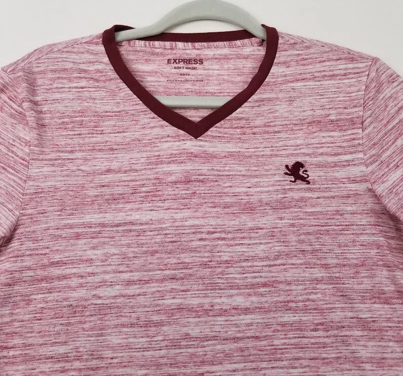 Camiseta Express Para Hombre Extra Pequeña XS Roja Blanca Manga Corta Cuello en V Elastizada Suave Foto 2 de 4