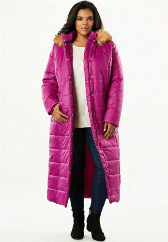 NEU! MAGENTA MAXI LANGER PARKA MANTEL FLEECE GEFÜTTERT KAPUZE Jacke REG $ 180,00 WASCHBAR! - Bild 1 von 8