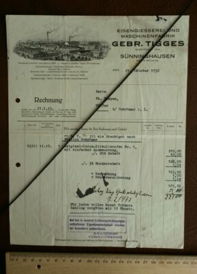 Tigges Sünninghausen Beckum 1932 Foundry Machines Invoice Letter Advertising 897