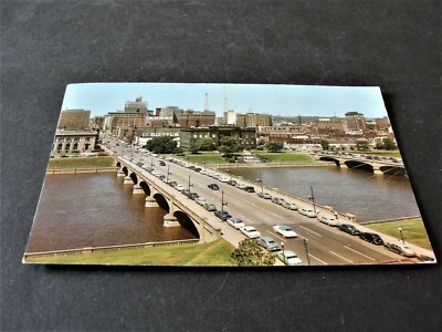 Des Moines looking West, Iowa - 1953 Postmarked Postcard. 