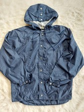 Vintage Adidas Men's Navy Blue Hoodie Buttons Up Wind Breaker Jacket Siz M