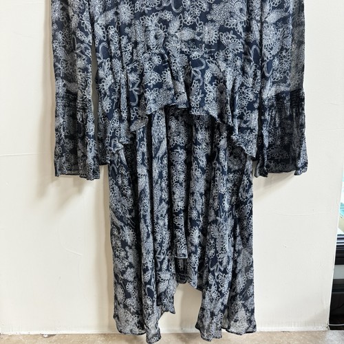 Derek Lam 10 Crosby Black Floral Ruffle Bell Long Sleeve Women Sz 0 Silk Pockets - Picture 9 of 19