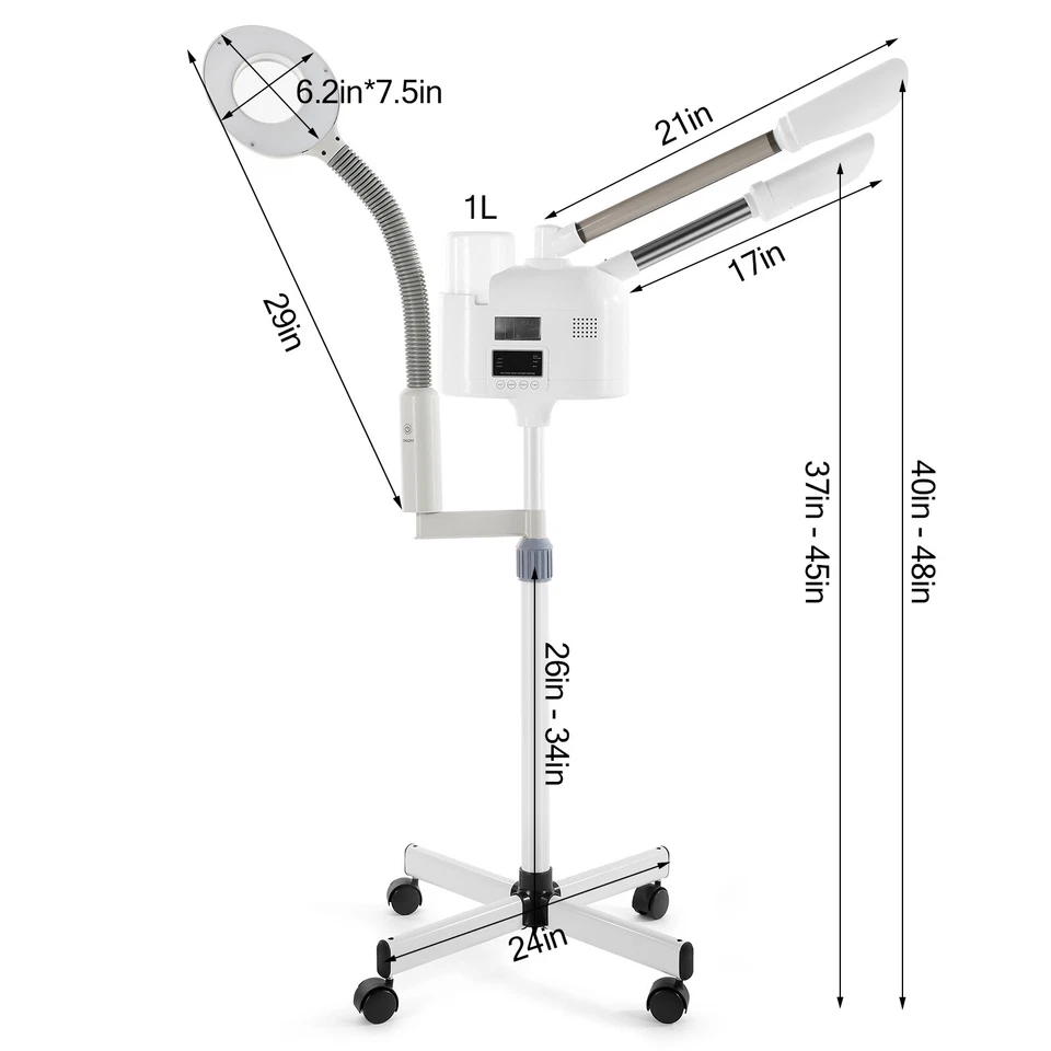Vaporizador facial caliente/frío UV ozono 5X lámpara de aumento LCD cuidado de la piel salón belleza Foto 2 de 4