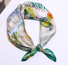 100 Silk 20" small square Scarf Women neckerchief Wrap yellow blue Scarf 3