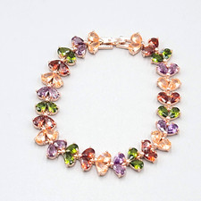 Rose Gold tone Tennis Bracelet Teardrop Shape Crystal 7"