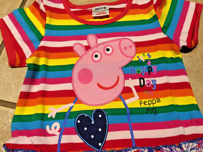 TV Birthday Peppa Pig Rainbow Ruffle Daisy Heart Party Dress Happy Day  18/24M | eBay