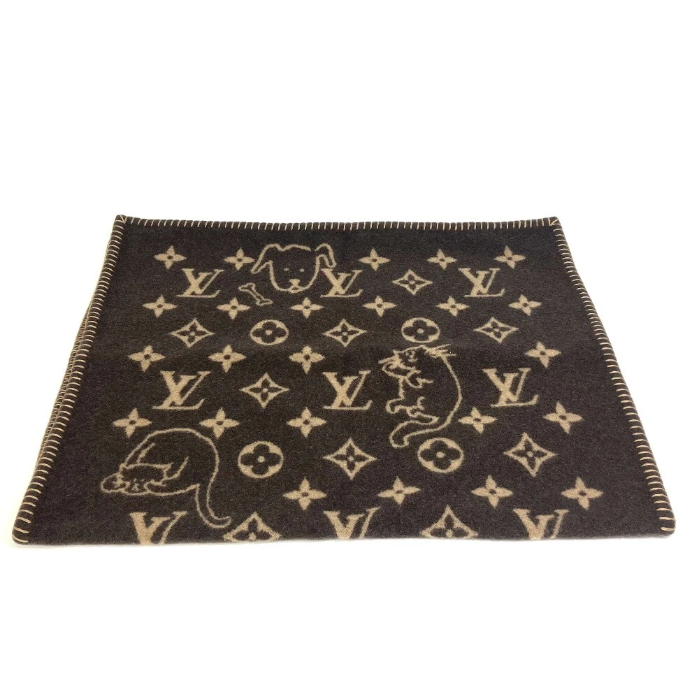 LOUIS VUITTON MP2260 Couverture Small Cat Gram blanket Wool Cashmere Brown