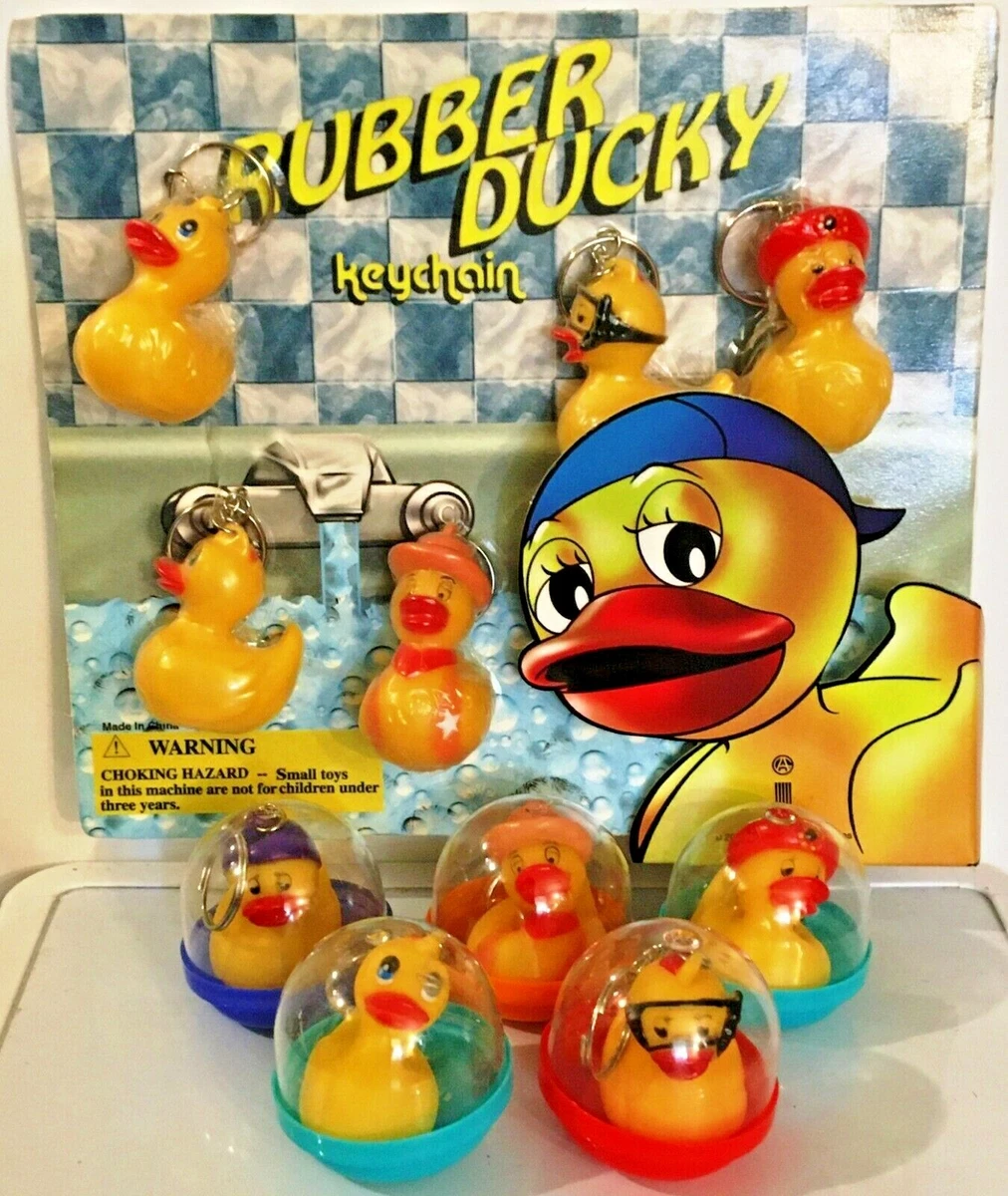 Yellow Rubber Ducky Keychains Full Set 5 Duckies Toy Vending