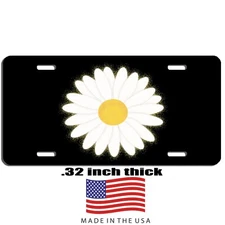 Daisy flower art aluminum vanity license plate car truck SUV tag