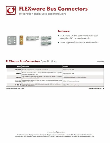 Conector de bus de CC OutBack Power FW-CBUS-8 - Imagen 2 de 2