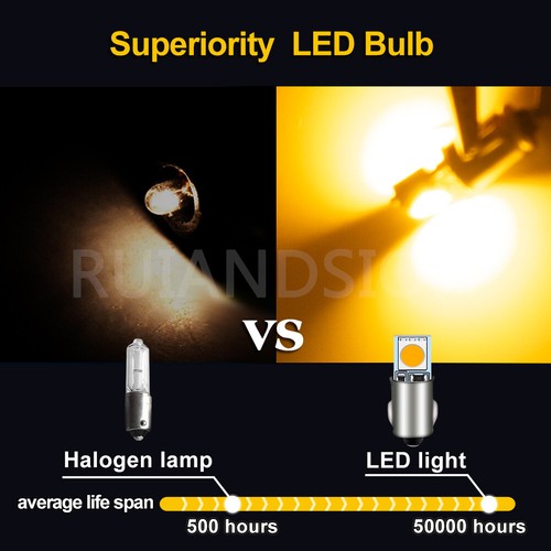 BA7S 5050 2 LED Bulb Car Instrument Panel Lamp Wedge Lamp 6V 12V24V Yellow Flash - Picture 7 of 12