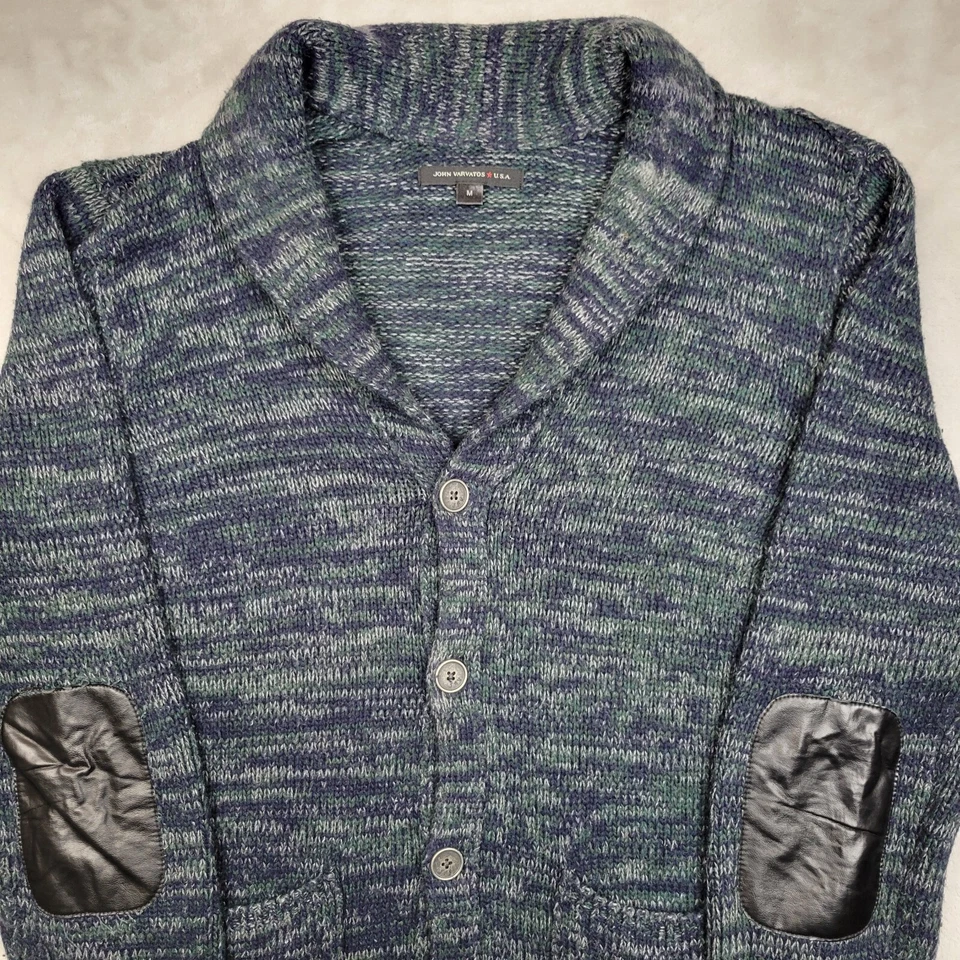 John Varvatos Suéter Para Hombres Cárdigan Mediano Sudadera Codo Parche Conejo Adulto M Foto 2 de 4